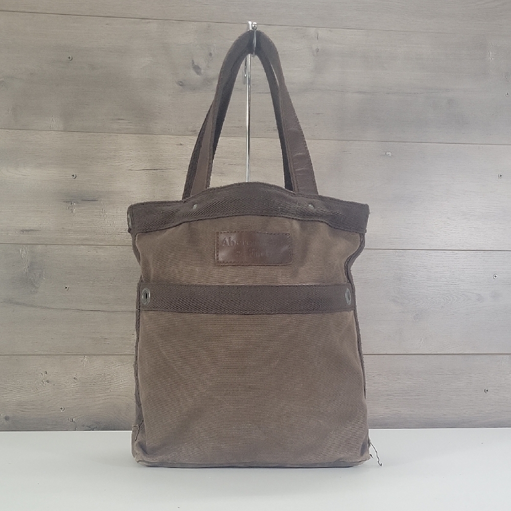 Abercrombie & Fitch Brown Canvas Leather Tote Bag for Men
